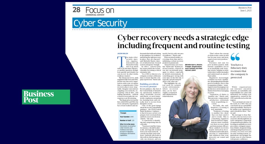 Triangle on Cyber Recovery in the Business post June 2025
