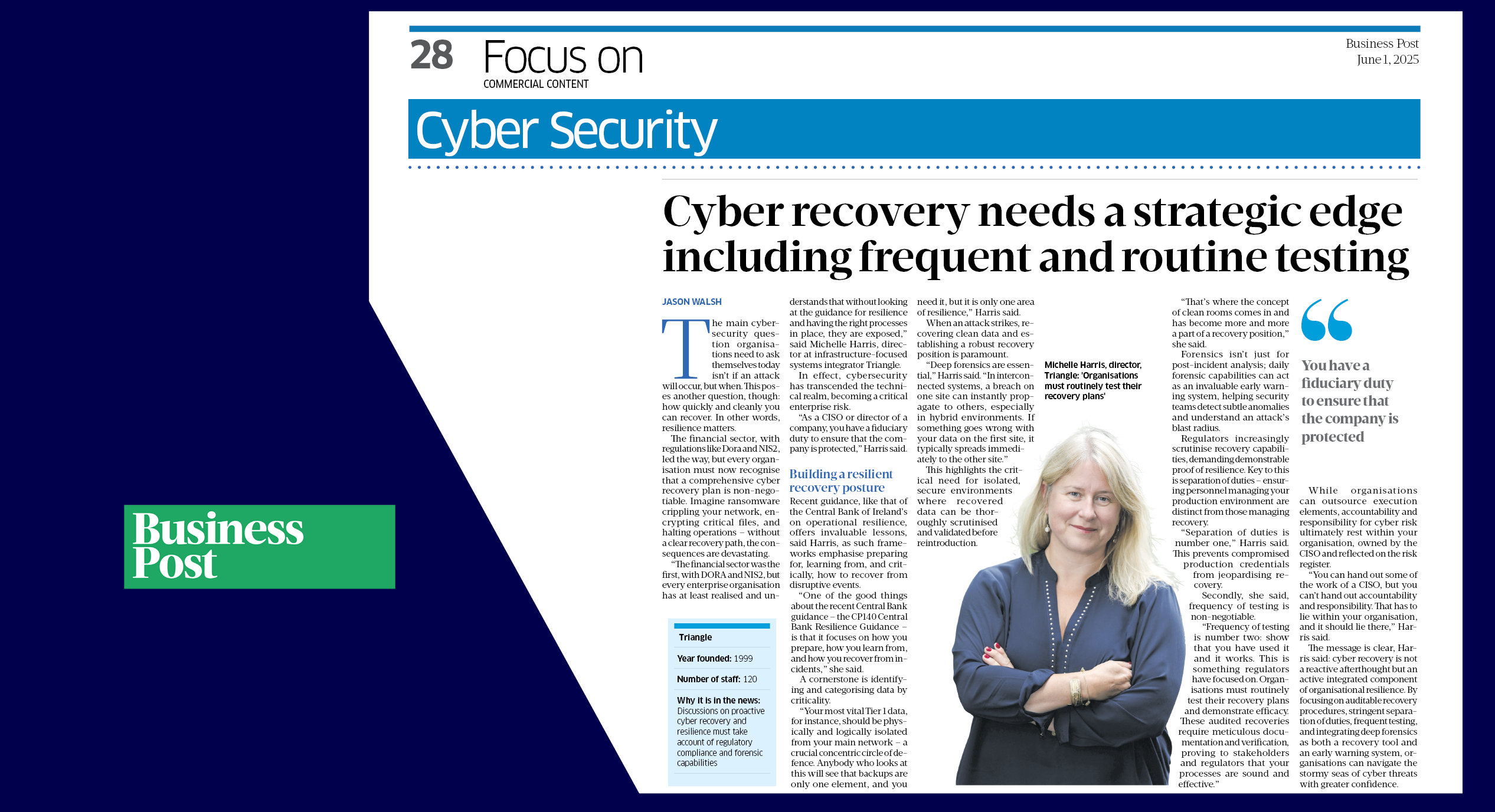 Triangle on Cyber Recovery in the Business post June 2025